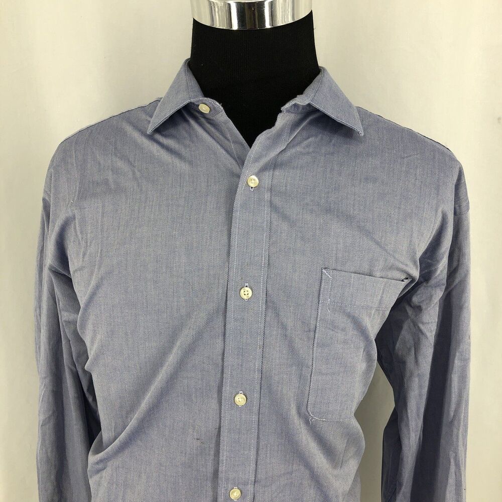 Tommy Hilfiger Blue Stretch Button Up Long Sleeve Shirt XL 17/17.5 36/37